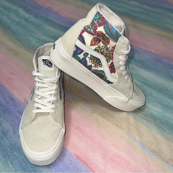 Vans Sk8-Hi Tapered Paisley Bloom Turtledove Platform Women's size 9.5 - Picture 3 of 8